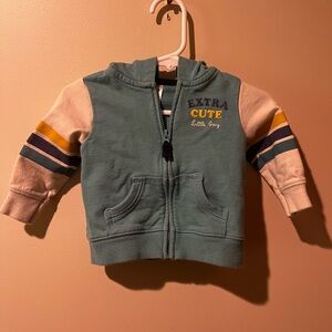 Extra Cute Little Guy Hooded Zip Sweatshirt - blue and yellow